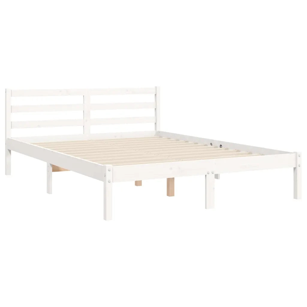Giroletto con Testiera-Struttura Letto con testiera Bianco 120x200 cm in Legno Massello 653693