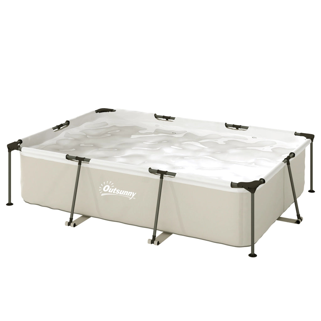 Piscina Desmontable Tubular 316x238x66,5 cm 3700 L ¨C zephmum ¨C Grigio con Marco Met¨¢lico