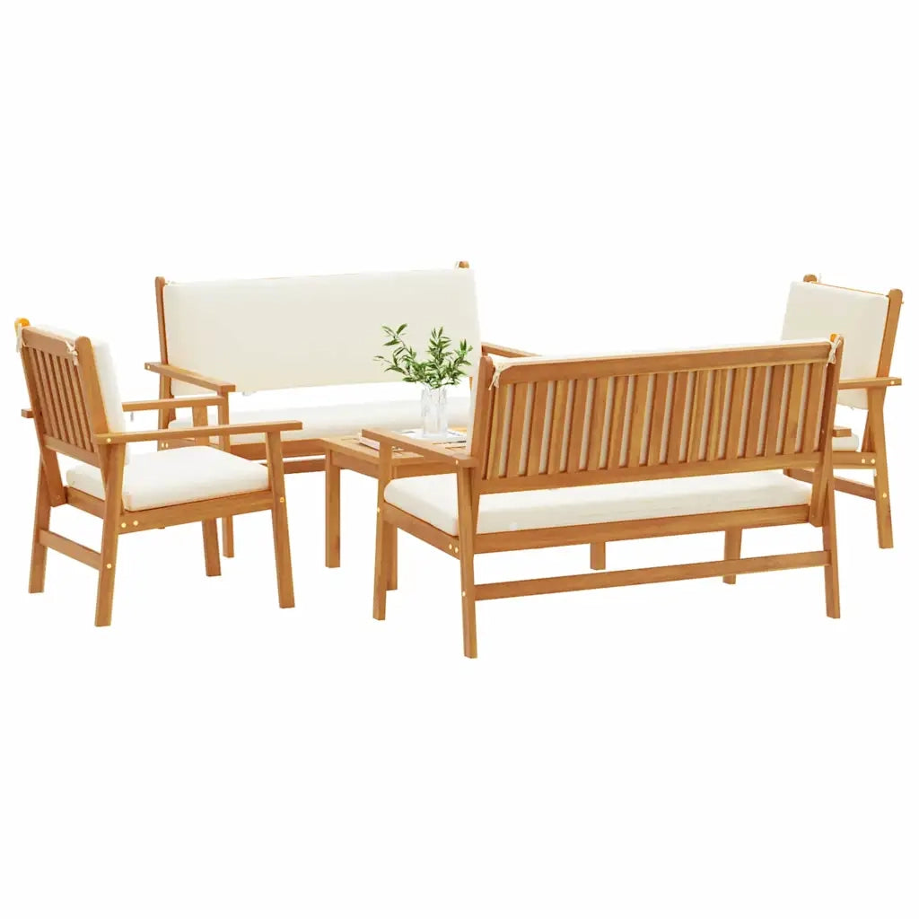 Set Divano da Giardino 5 pcs Marrone Legno di Acacia Massello 3331813