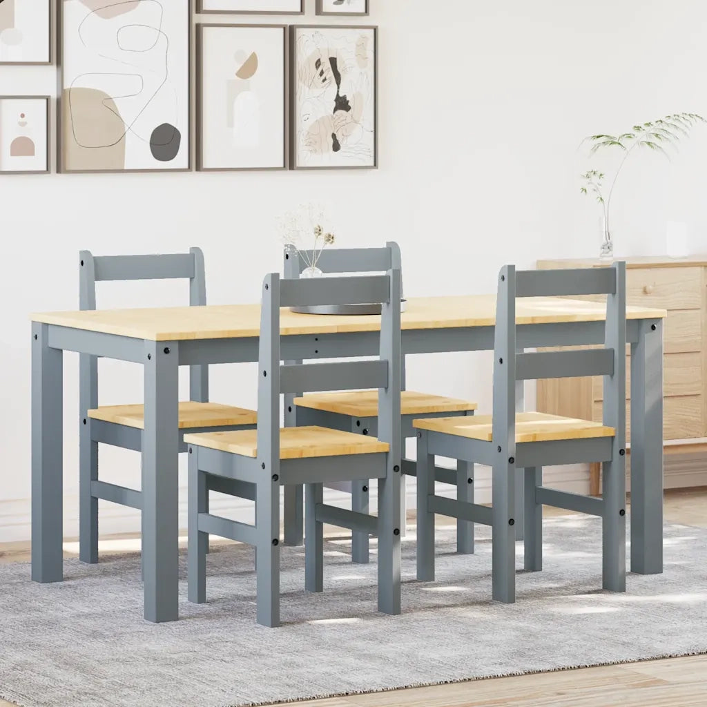 vidaXL Set da Pranzo 5 pz Panama Grigio in Legno Massello di Pino