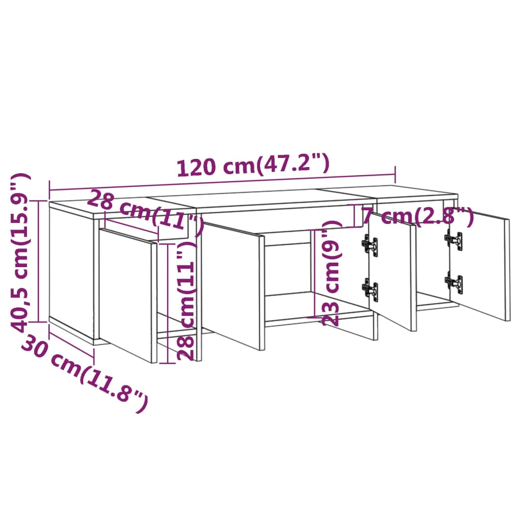 Mobile TV multimediale mensola TV credenza TV sala da pranzo soggiorno camera da letto rovere Sonoma 120 x 30 x 40,5 cm legno ingegnerizzato beige 02_0027463