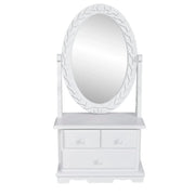 Toeletta con specchio girevole 26 x 13 x 50 cm ovale MDF bianco 02_0006351