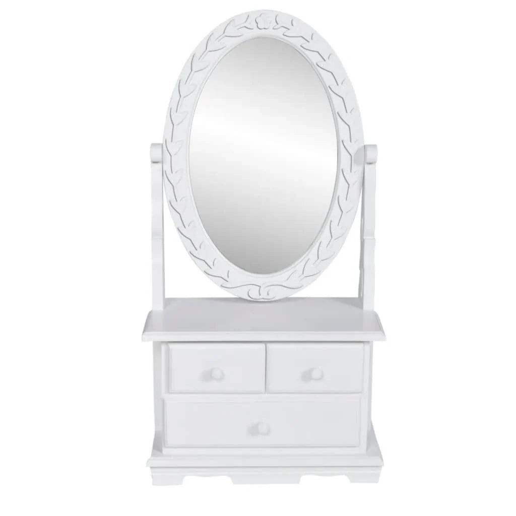 Toeletta con specchio girevole 26 x 13 x 50 cm ovale MDF bianco 02_0006351