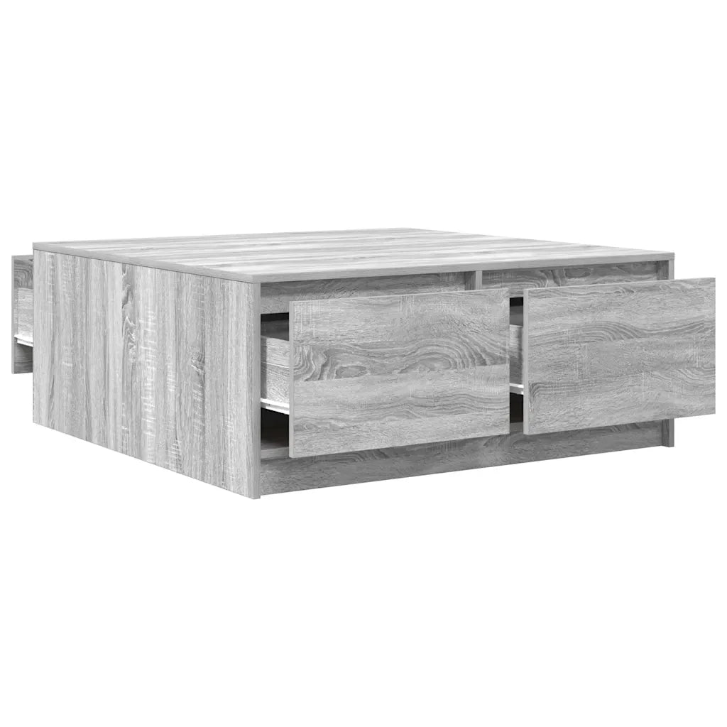 Tavolino da Salotto con Cassetti Grigio Sonoma 100x100x40 cm