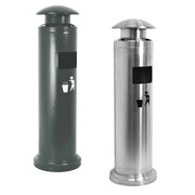 Cestino autoportante con posacenere a colonna e coperchio - Silver
