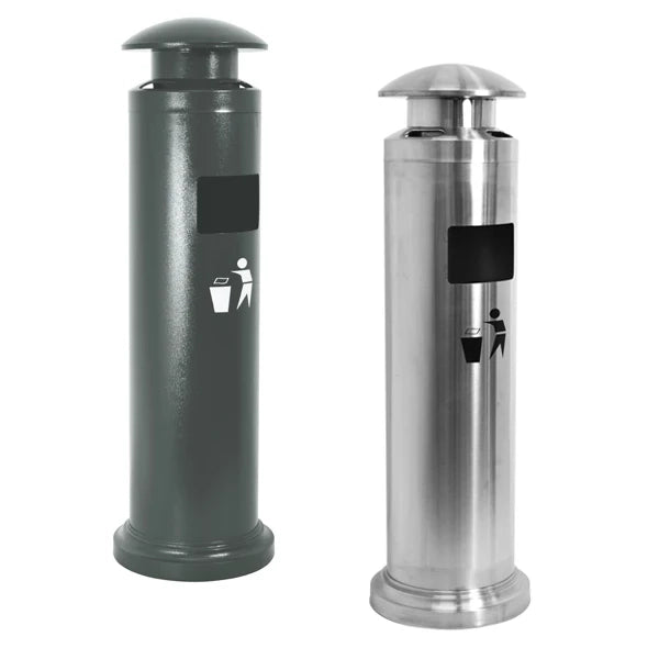 Cestino autoportante con posacenere a colonna e coperchio - Silver