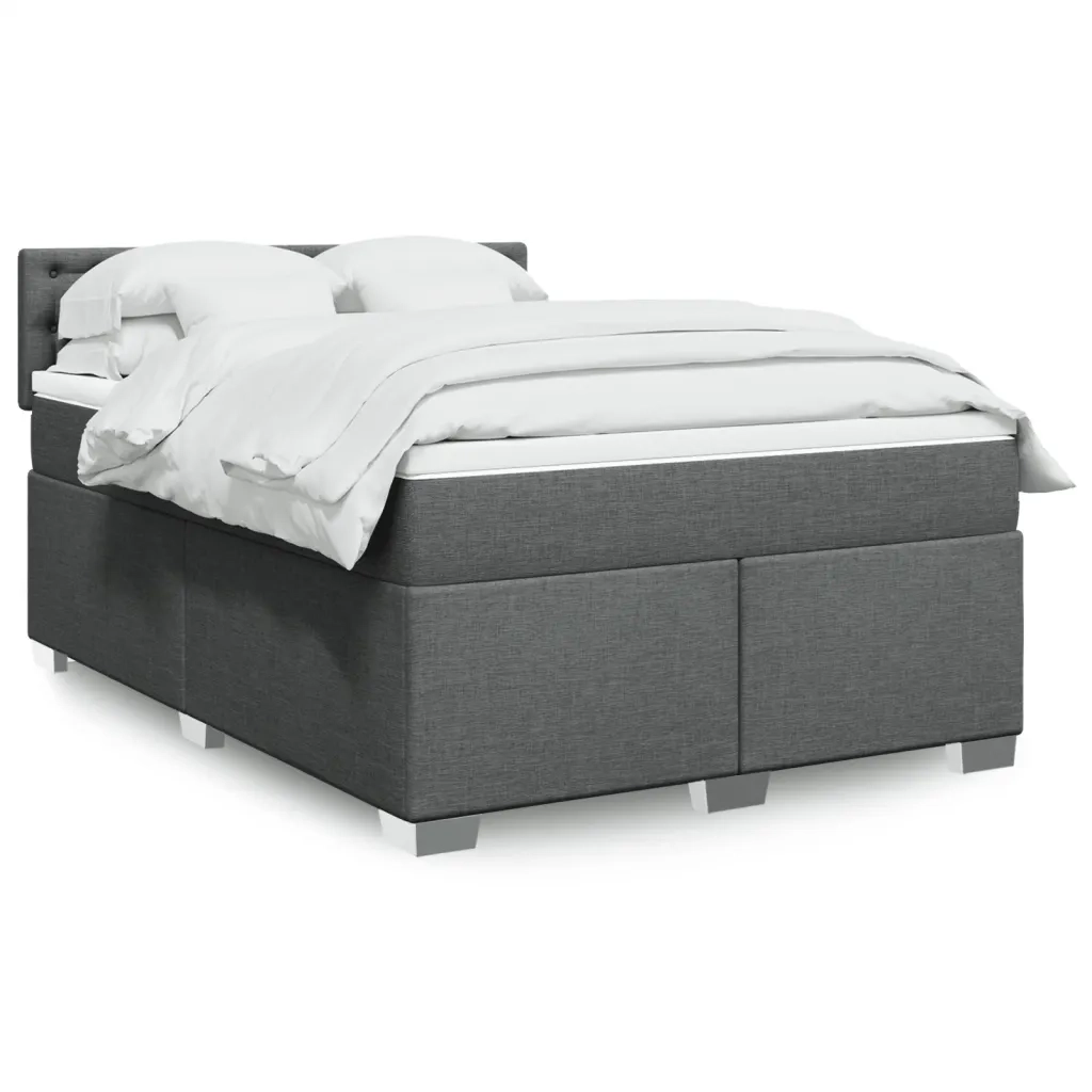 Giroletto a Molle con Materasso Grigio Scuro 140x190 cm Tessuto 3288198