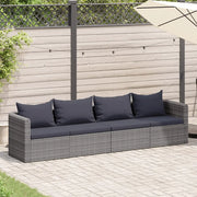 Set Divani da Giardino 4 pz con Cuscini Grigio in Polyrattan cod mxl 73947