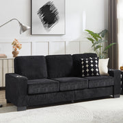 Divano 3 posti in corduroy nero con portabicchieri; 206 cm