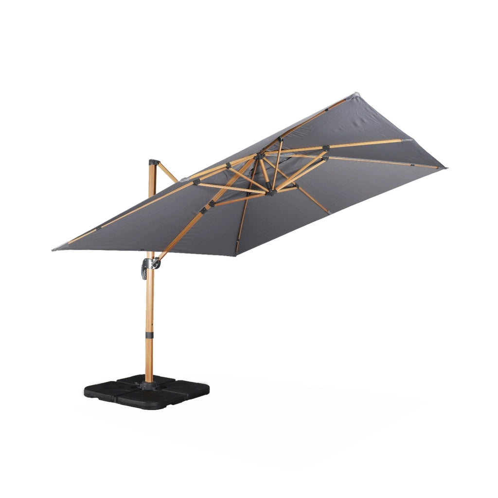 Ombrellone quadrato eccentrico, 3x3m, grigio