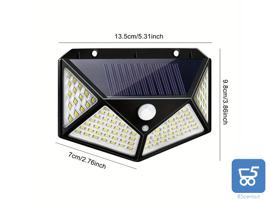 Faretto Solare Led Sensore di Movimento da Parete Esterna 600 LM 1200 mAh 1W