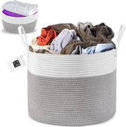 Decorativo Wascioletto di Cotone a Mano - Archiviazione di Abiti Libri Giochi - Riutilizzabile Portatile - Con Manico - Con Uno Piccolo Cassetto 35x50cm