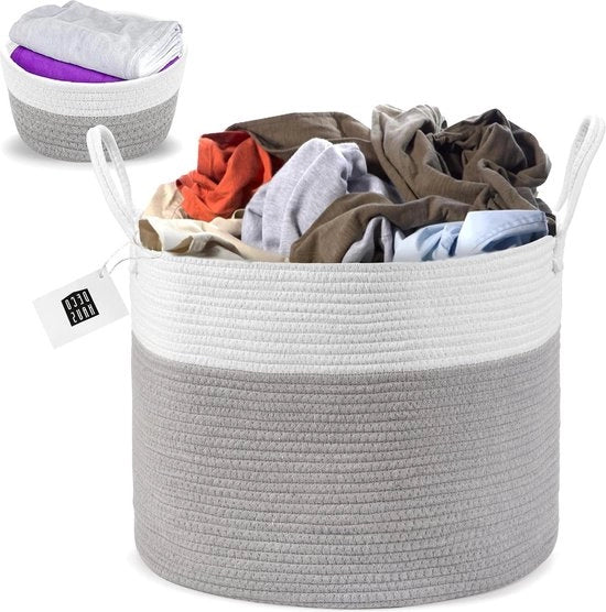 Decorativo Wascioletto di Cotone a Mano - Archiviazione di Abiti Libri Giochi - Riutilizzabile Portatile - Con Manico - Con Uno Piccolo Cassetto 35x50cm