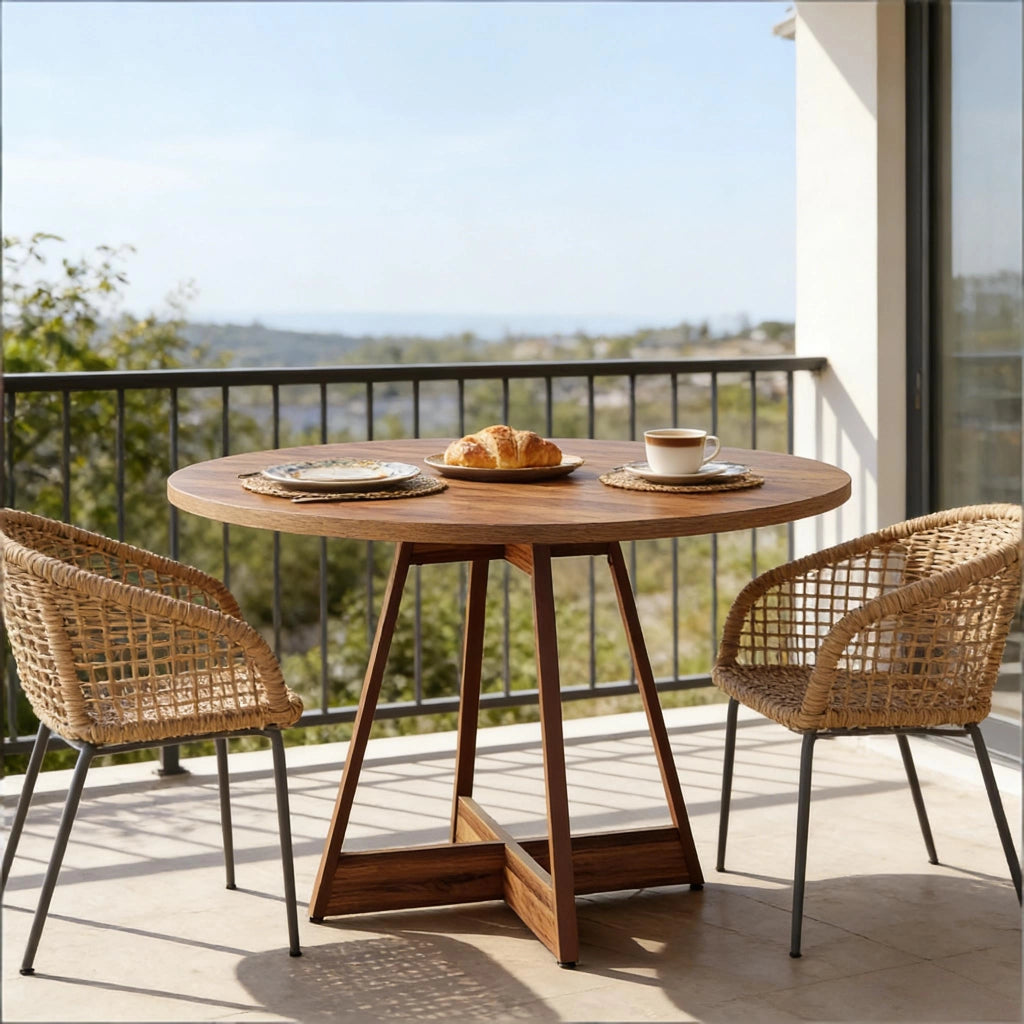 TAVOLO rotondo 100 cm MDF marrone