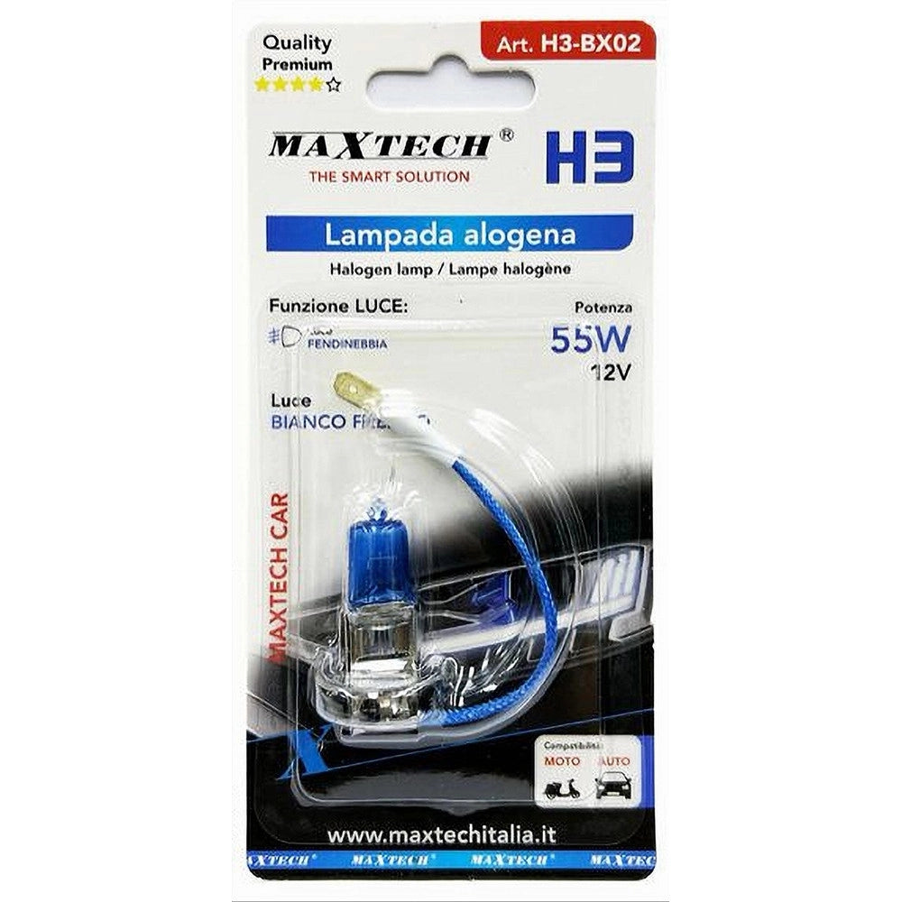 Trade Shop - Lampadina Alogena H3 55w 12v Luce Bianco Freddo Fendinebbia Per Auto Moto H3-bx02 -
