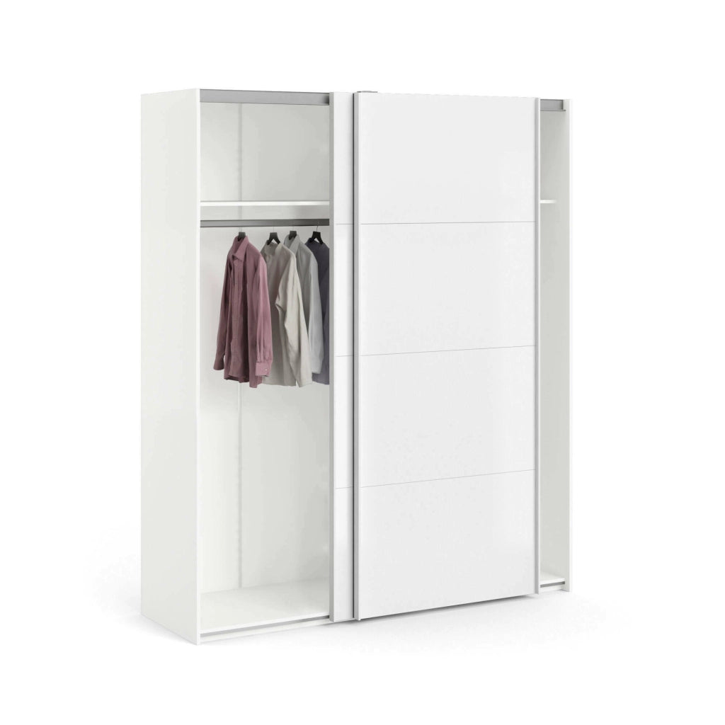Guardaroba 2 ante Portlouis, Mobile camera da letto, Cabina armadio portabiti, Armadio appendiabiti, 182x62 h220 cm, Bianco lucido