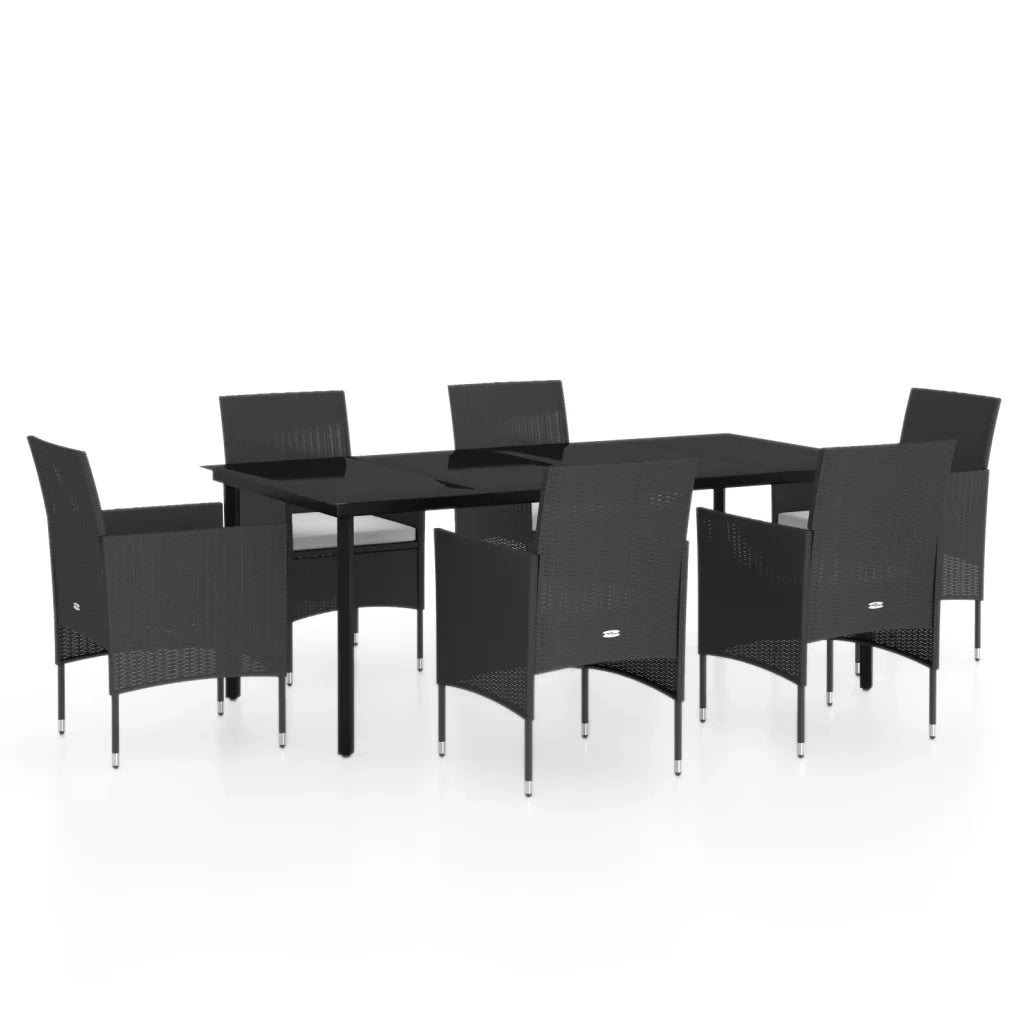 Set da Pranzo da Giardino 7 pz con Cuscini Nero cod mxl 40936