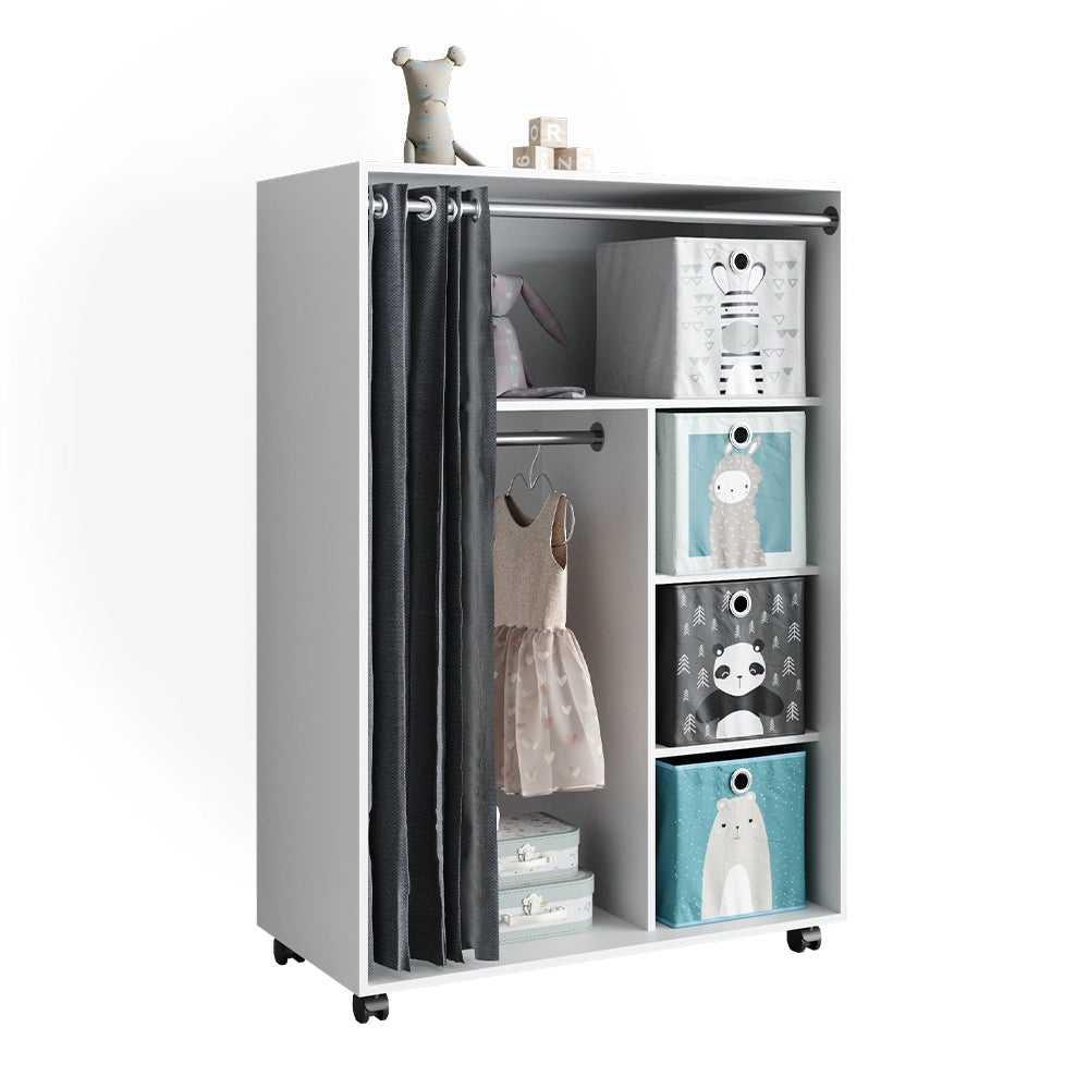 Vicco Armadio multifunzione Bianco 100 x 146.6 cm con box pieghevole