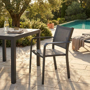 Poltrona da Giardino Impilabile in Alluminio Textilene cm 56x61x84 - WARD