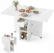 Tavolo da Pranzo Pieghevole, Mobile da Cucina con Ali Pieghevoli, 1 Cassetto e 2 Ripiani Aperti, per 2-4 Persone, Salvaspazio, 120 x 72 x 75 cm, Ideale per Sala e Cucina