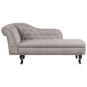 Chaise longue in velluto tortora versione sinistra Con Bottoni stile retrò