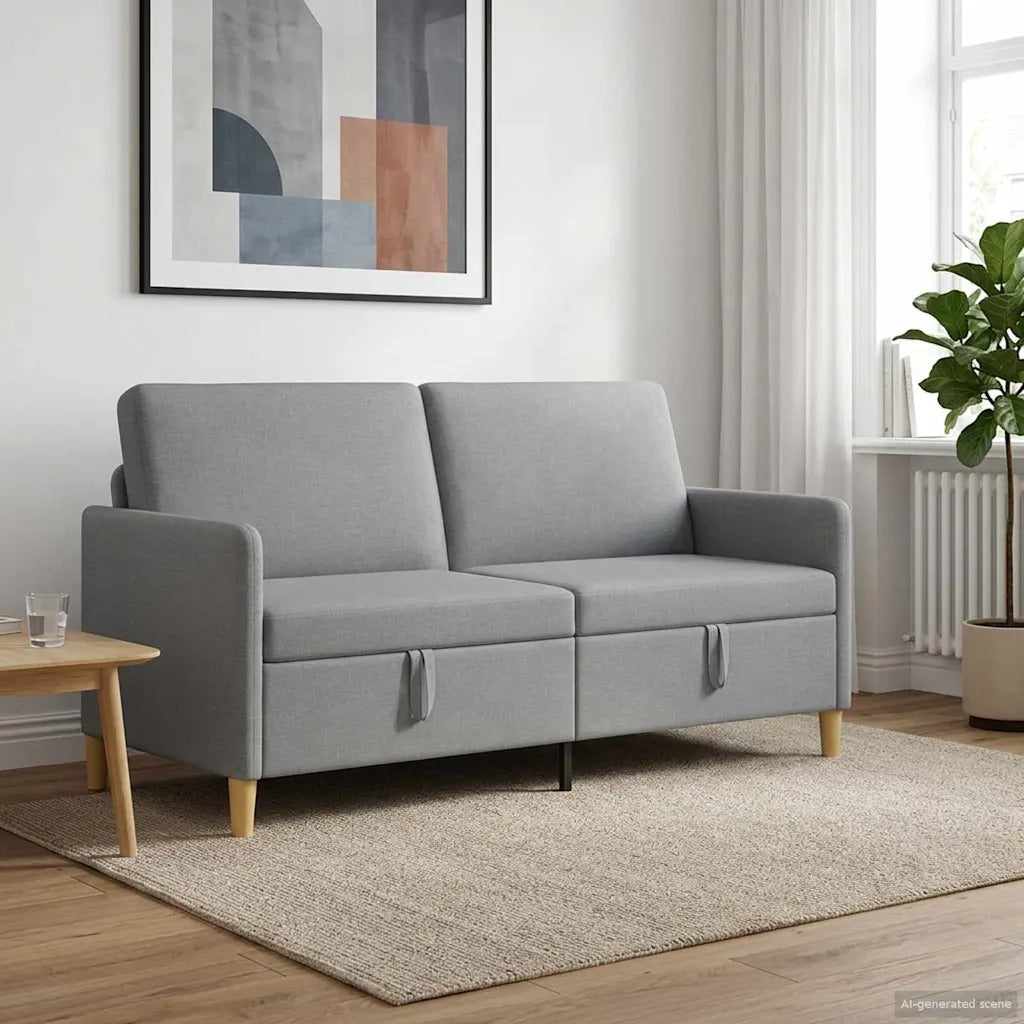 Divano con Storage Grigio Chiaro 172 x 78 x 87 cm Poliestere 42036947