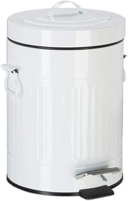 Pattumiera vintage a pedale in metallo per cucina o bagno 5 litri bianco 13_0002319_2