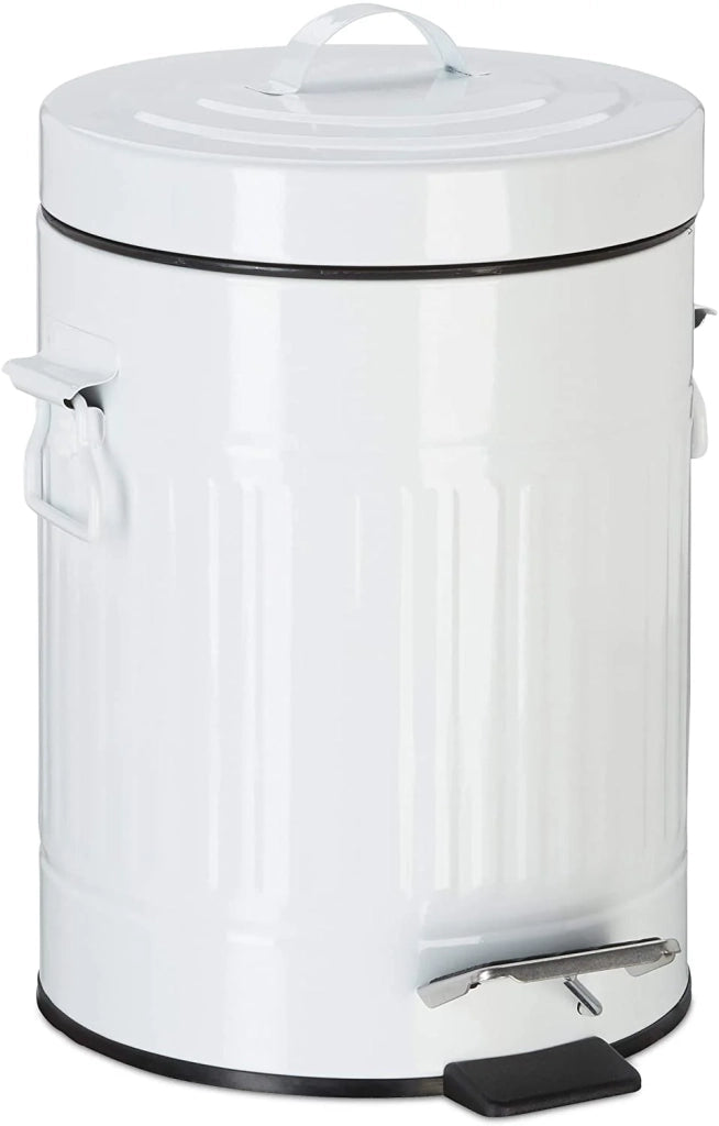 Pattumiera vintage a pedale in metallo per cucina o bagno 5 litri bianco 13_0002319_2