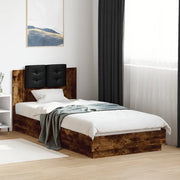 Giroletto con Testiera e LED-Struttura Letto con testiera Rovere Fumo 90x200 cm 125894
