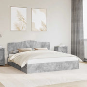 Letto con Contenitore con testiera Grigio cemento 200 x 200 cm 3413064