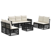 Set Divano da Giardino 8 pcs Nero e Bianco Crema polyrattan 3435094