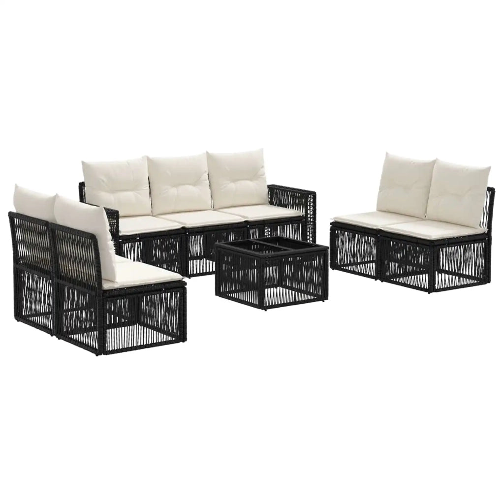 Set Divano da Giardino 8 pcs Nero e Bianco Crema polyrattan 3435094