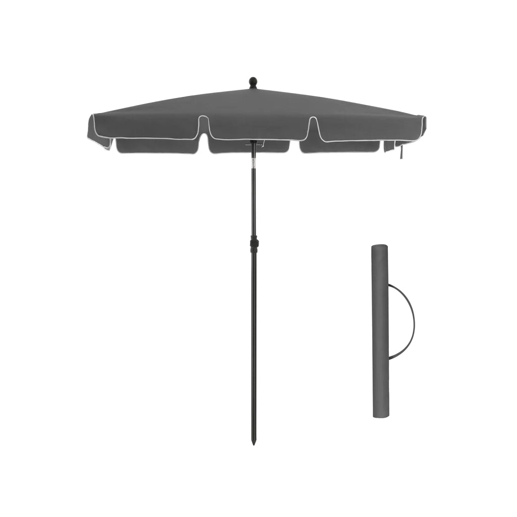Ombrellone da balcone rettangolare 2 x 1,25 m Protezione UPF 50+ tettuccio con rivestimento in PA borsa per il trasporto terrazza giardino senza base grigio 12_0001821