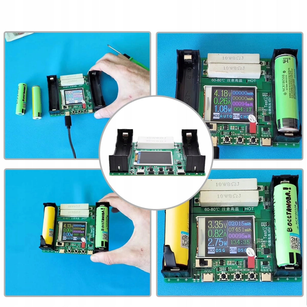 Tester LCD Capacità e Resistenza per Batterie 18650 USB-C – Misurazione Precisa, 3 Modalità, Compatibile con Powerbank