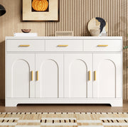 Credenza bianca 140 cm con 4 ante ad arco e 3 cassetti