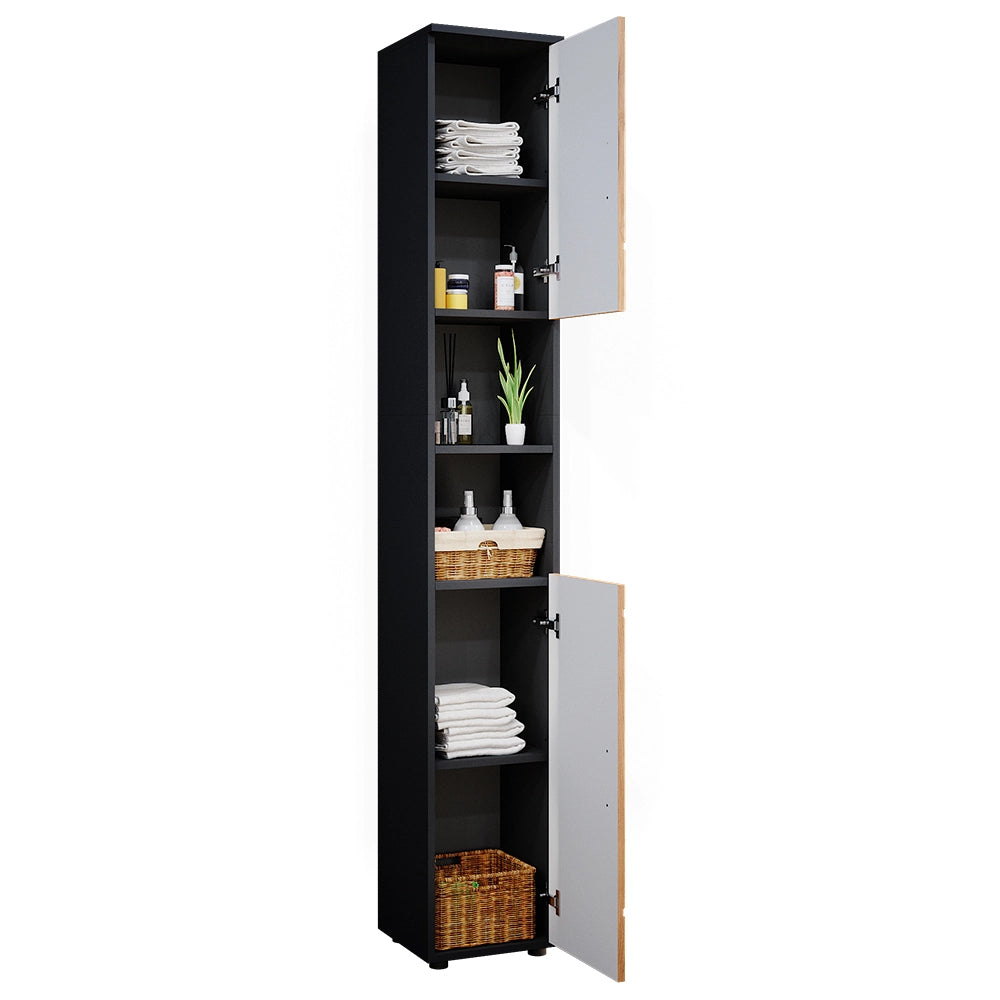 Set di mobili da bagno Irma Rovere dorato/Antracite 2 parti, con colonna Vicco