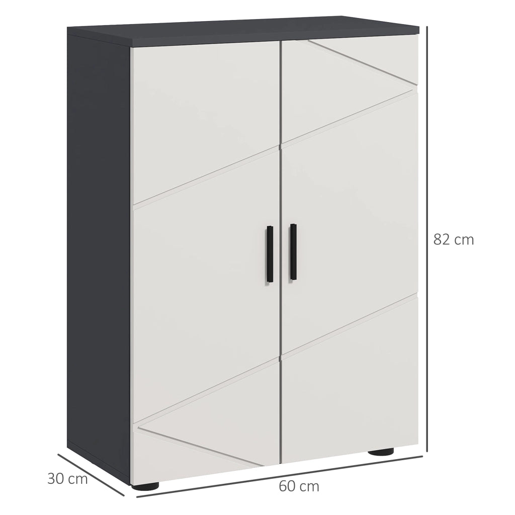 EasyComfort Mobiletto Bagno 2 Ante in Legno con 3 Ripiani e Chiusura Ammortizzata, 60x30x82cm, Grigio