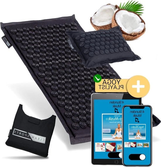 Matressa di acupressione con cuscino - 100% cotone lino - fibre di cocco e semi di avena - matressa di acupuntura - relax - regalo per donne e uomini