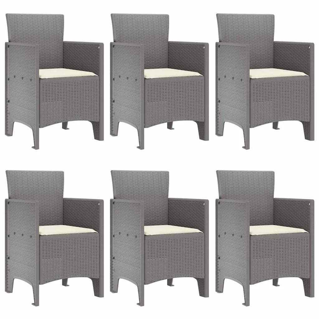 Set da Pranzo per Giardino 7 pcs Grigio chiaro Rattan Polt