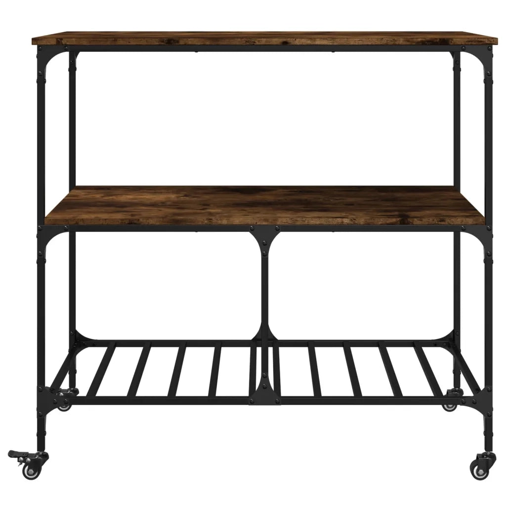 Carrello da Cucina-Scaffale per Cucina Rovere Fumo 100x50x95cm in Legno Multistrato
