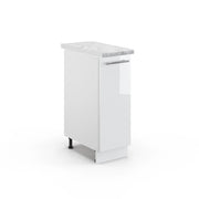Armadio cucina dispensa alto Fame-Line Bianco lucido/Bianco 30 cm, PL Marmo Vicco