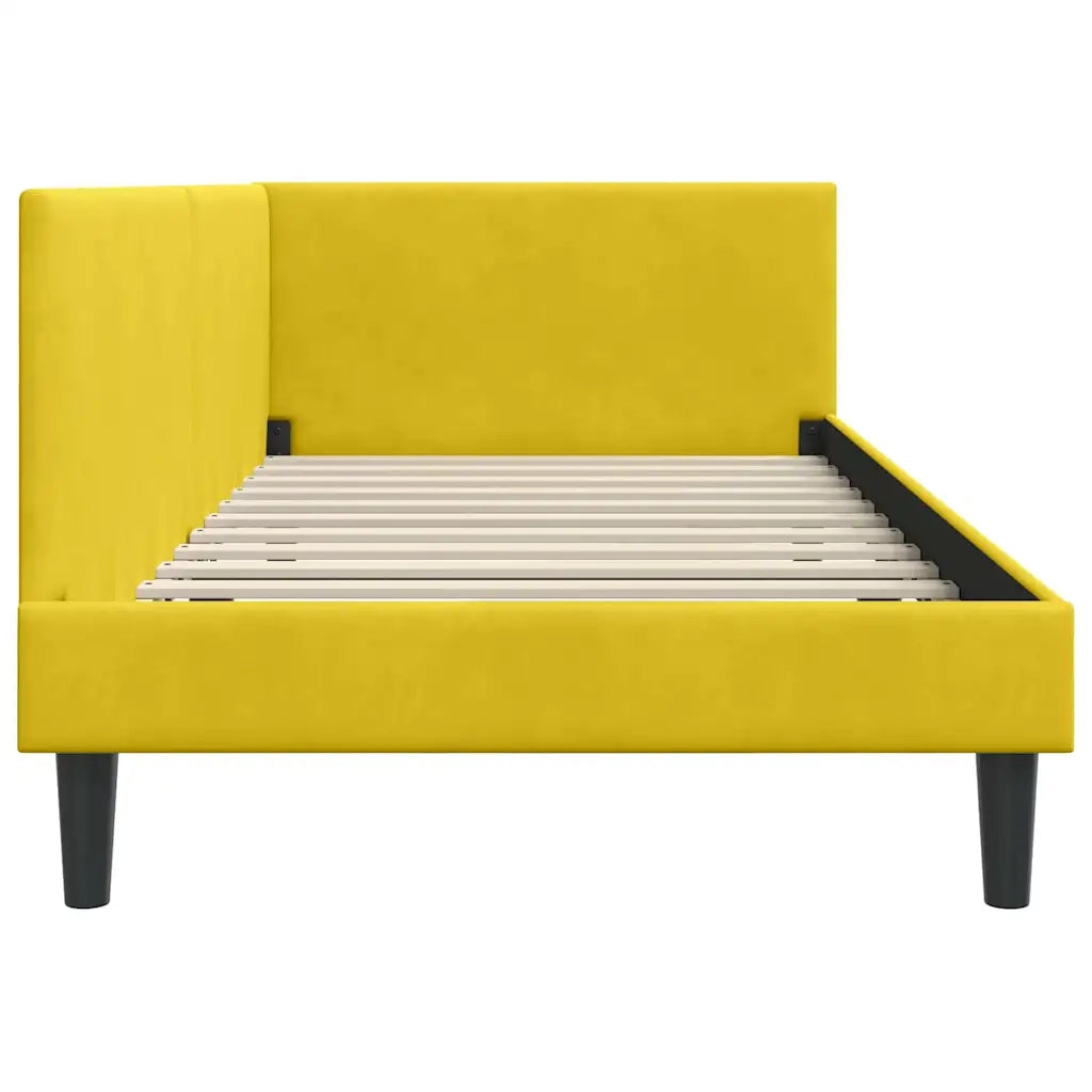 Cornice del letto ad angolo Giallo 80 cm x 200 cm Velluto 42016212