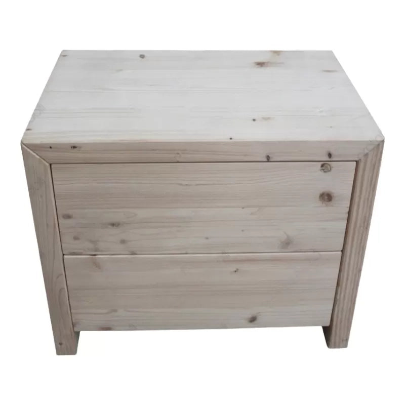 Comodino 2 cassetti shabby bianco in legno massello di abete 55x40x45 (3318) - Mobili 2G