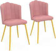 Set di 2 sedie a conchiglia ADELLA in velluto rosa con gambe dorate
