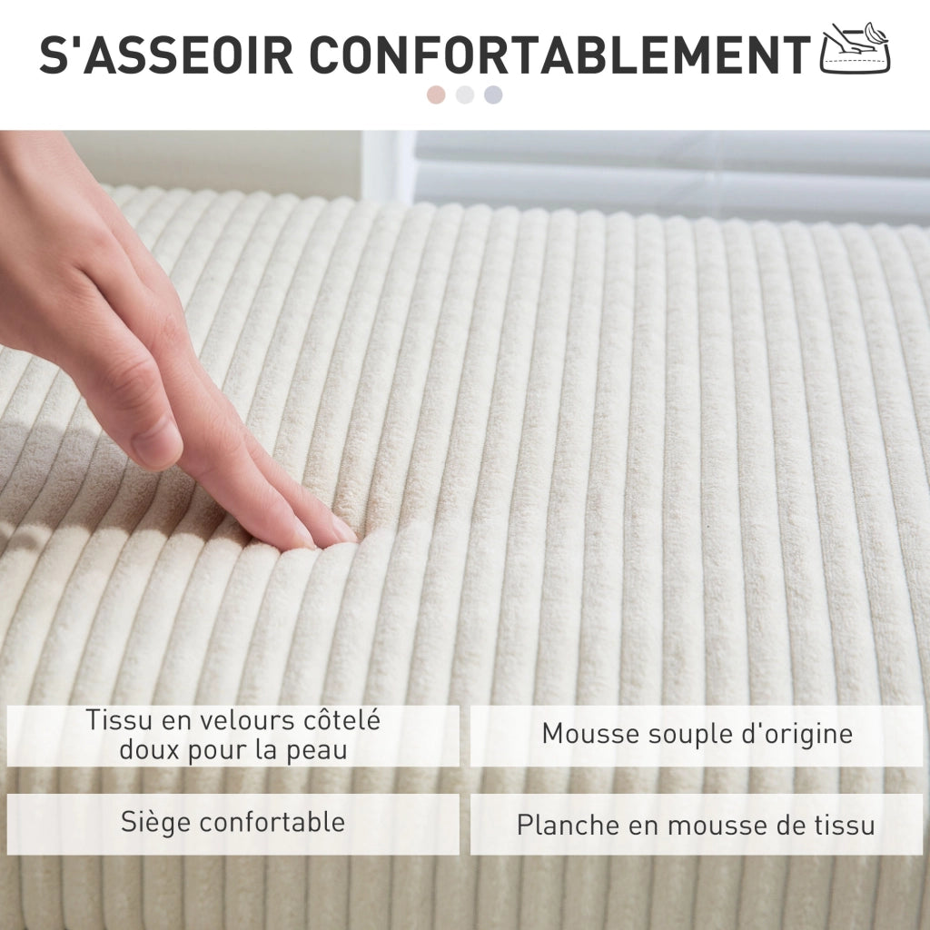 Pouf contenitore in velluto ¨C zephmum ¨C beige 112x42x40 cm