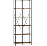 Libreria set da 2 30x30x174，5 cm marrone rustico， 6 ripiani， salvaspazio