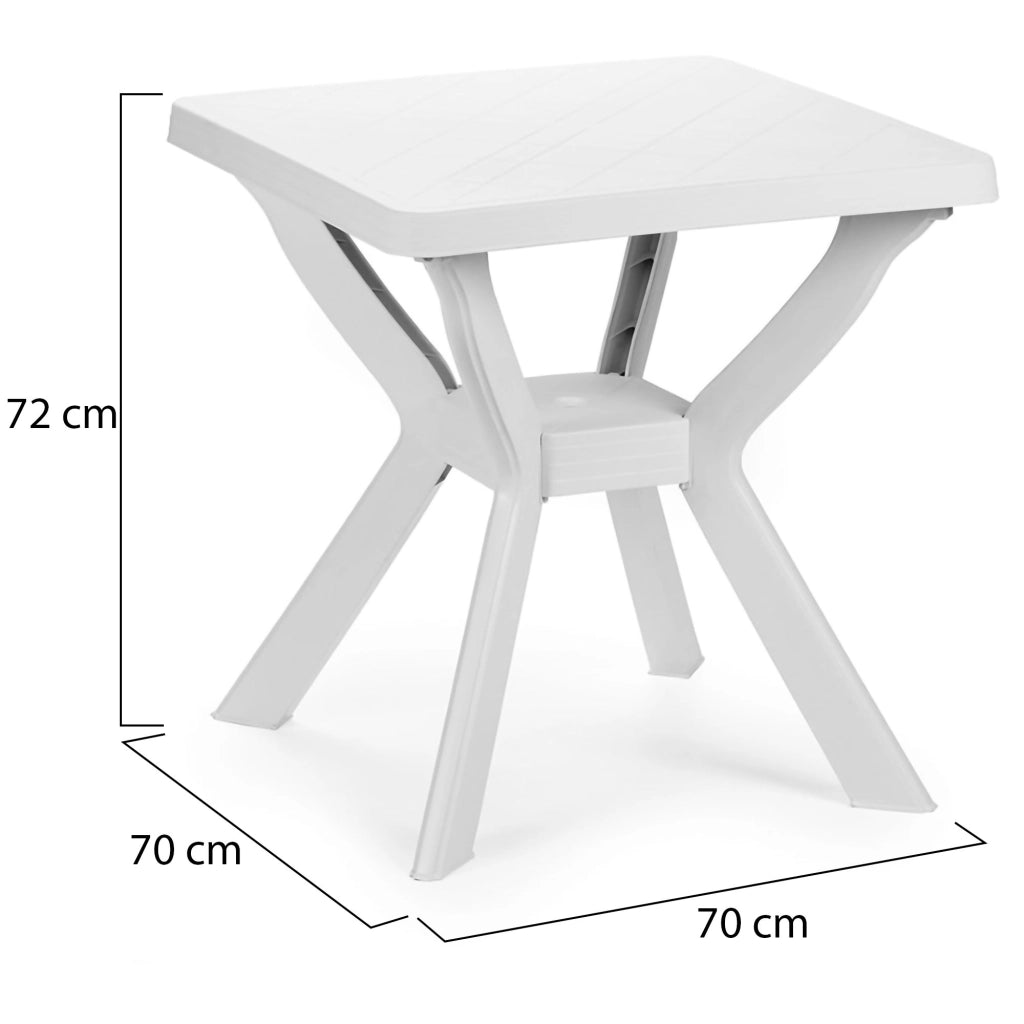 Straven, Tavolo da Esterno 4 Posti Made in Italy, 70x70x72h cm Bianco
