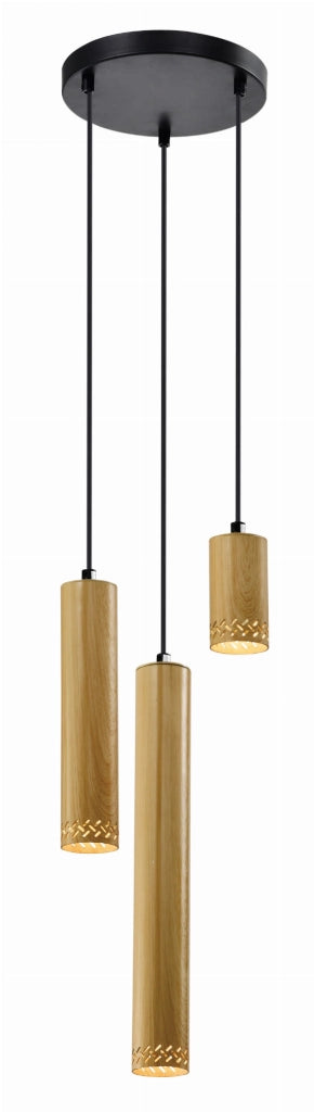 Lampadario Candellux TUBO 3xGU10 metallo nero/legno