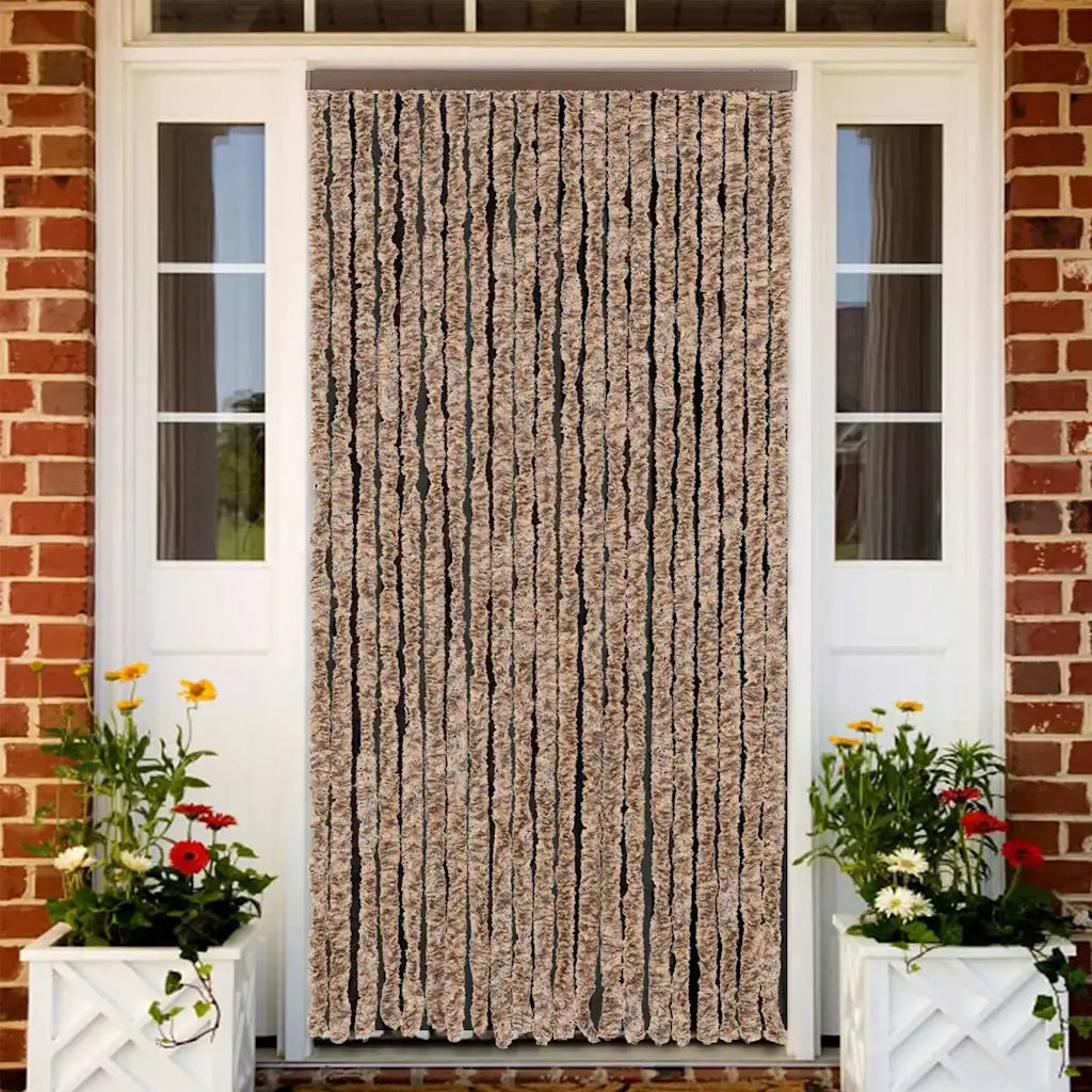Tenda Antimosche Beige e Marrone Scuro 90x220 cm in Ciniglia CFW4215829