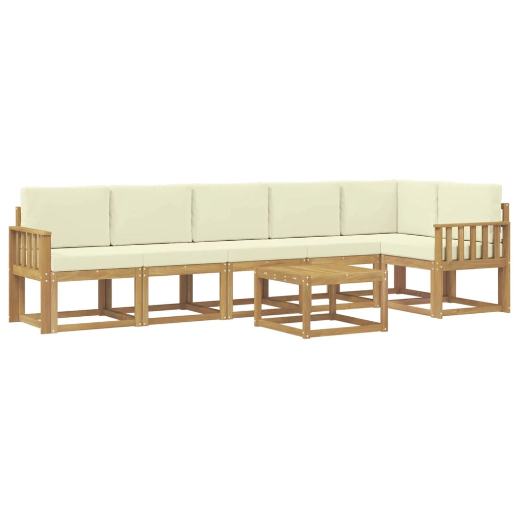 Set di divani da esterno 7 pz Bianco e Crema Poliestere 3387729